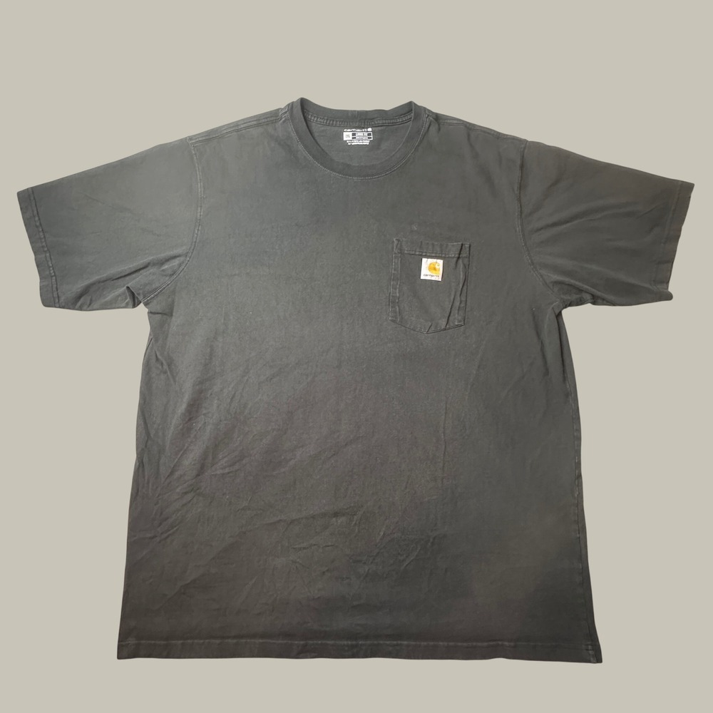 Carhartt T-Shirt Mens 2XL K87-M Loose Fit Black Pocket Short Sleeve Logo Patch